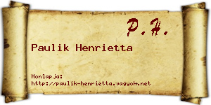 Paulik Henrietta névjegykártya